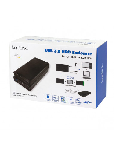 Logilink Kase e jashtme HDD, 3.5”, USB 3.2