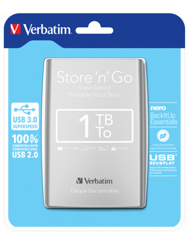 Verbatim External HDD, 2.5", 1TB, USB 3.0