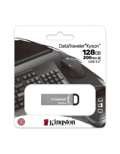 Kingston Flash Drive, 128GB, DataTraveler Kyson USB 3.2
